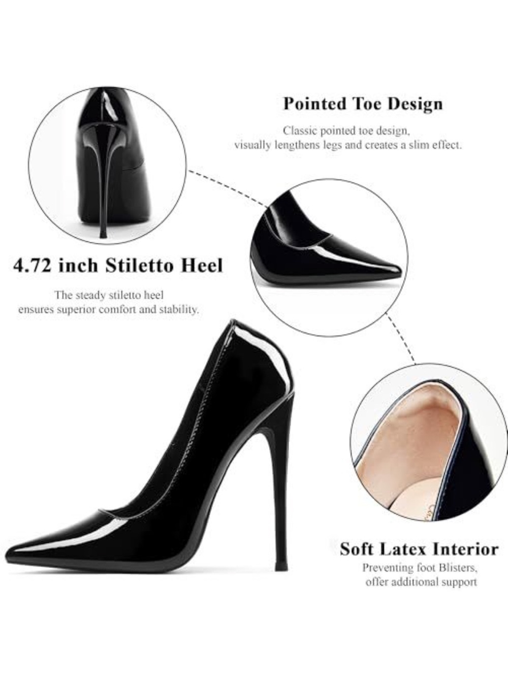 Patent Black Pointed Stiletto Pumps - Elisabet Tang - Picture 2 of 7